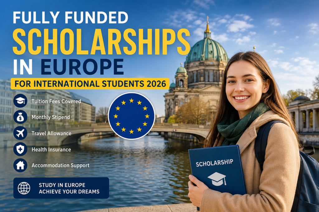 International student studying in Europe under a fully funded scholarship program in 2026.