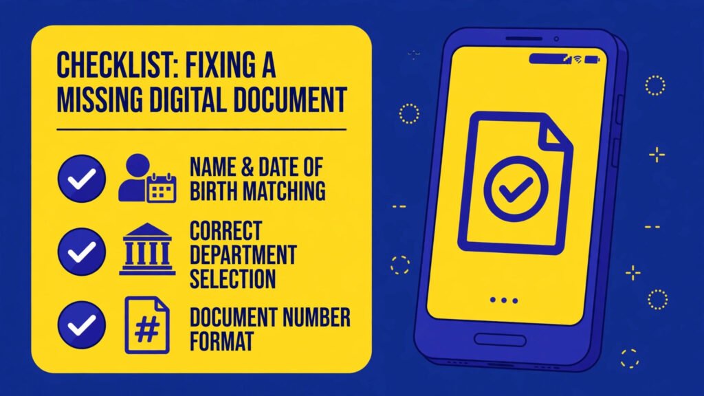 Checklist to fix DigiLocker document not found error name issuer and number format