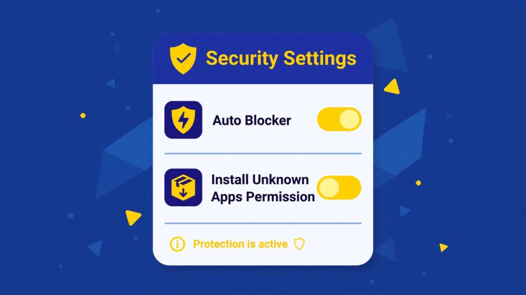 Samsung Auto Blocker and install unknown apps permission settings for APK install