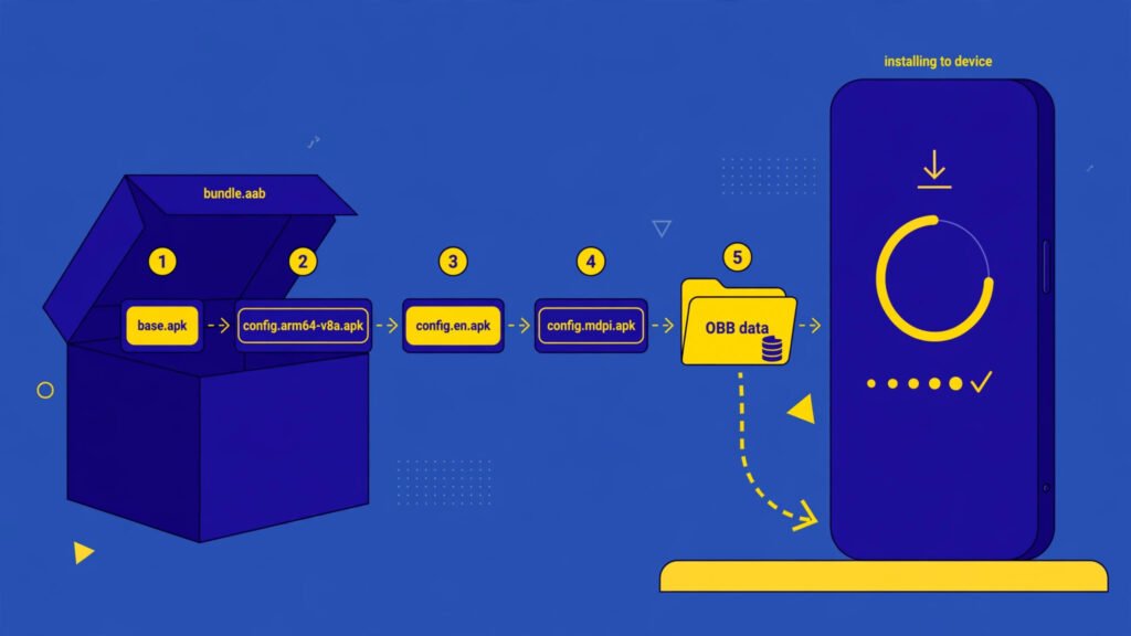 Split APK bundle pieces installed by an installer app on Android